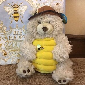 Vintage 1995 NWT Peek-a-Boo Toys Honey Bear with Bees Plush Stuffed Bee Keeper